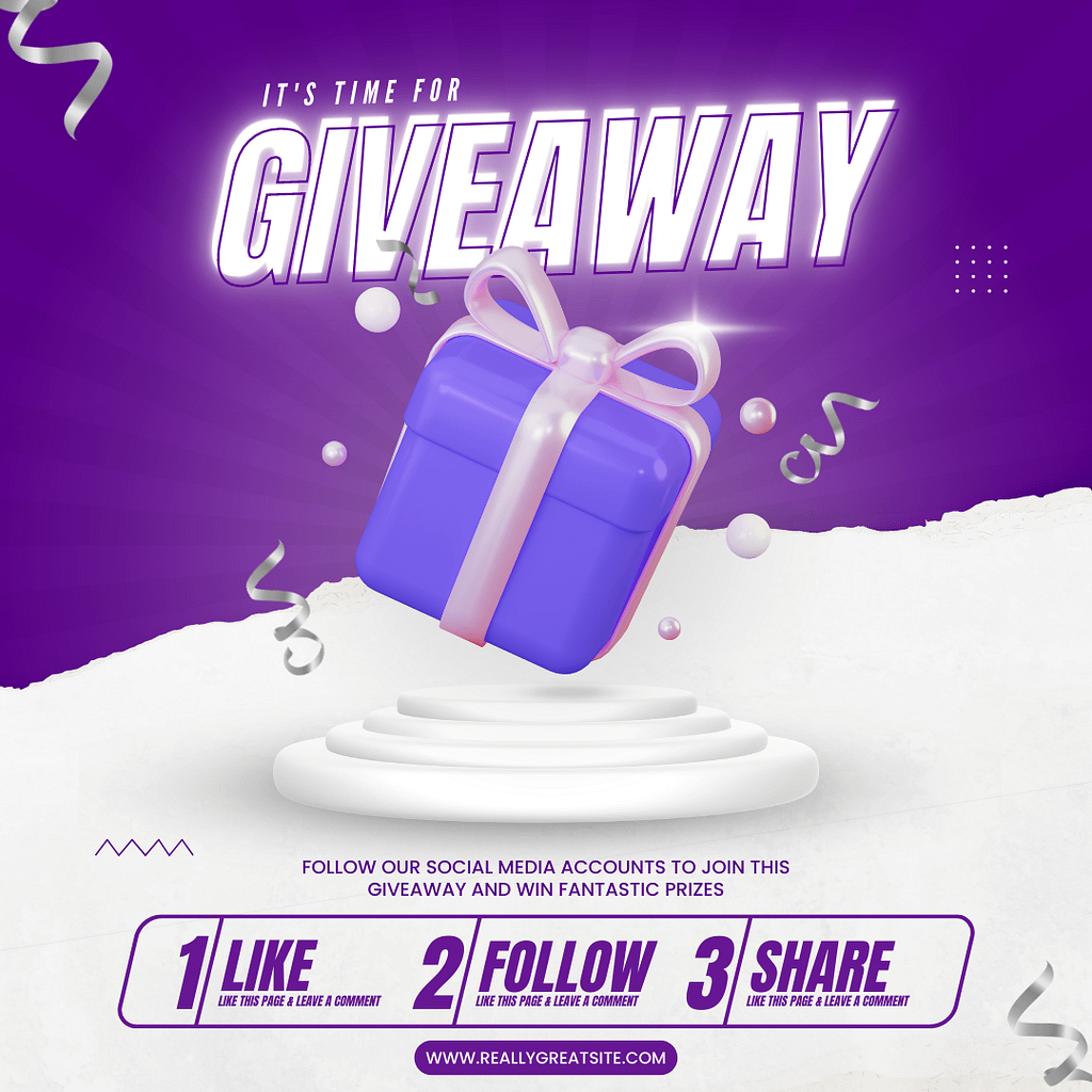 Purple and White Giveaway Social Media Post Canva Template - Peetaly Studio